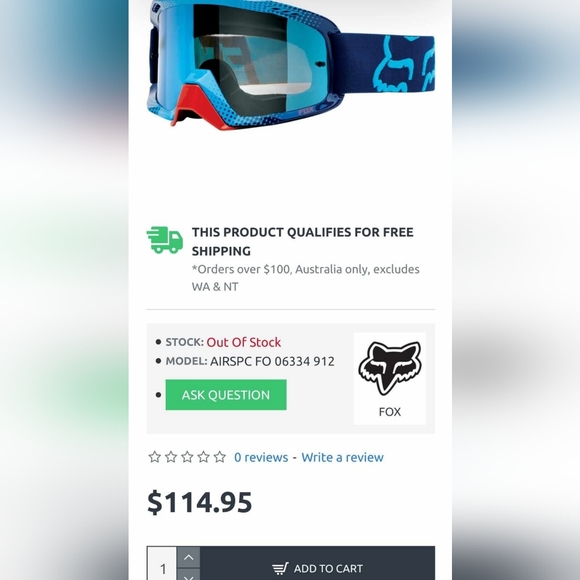 💙❤🏍FOX AIR SPACE GOGGLE - 360 RACE BLUE RED w/BLUE SPARK LENS🏍💙❤ - Picture 3 of 7